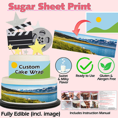 Custom Edible Image for Cake Wrap Topper – 10.2in L × 3in H