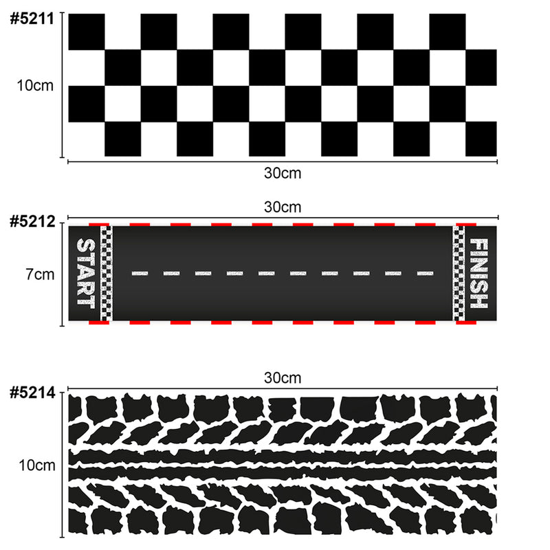 Race Car Edible Cake Wrap Topper Decoration, 1 Random Border Style, 4 x 12 inches