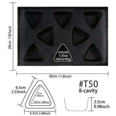 Baking Pan Triangle Silicone Mold 8-cavity 12x8x1-Inch