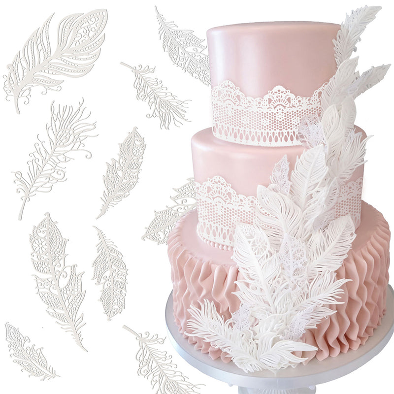 Feather Edible Cake Lace Topper Decoration