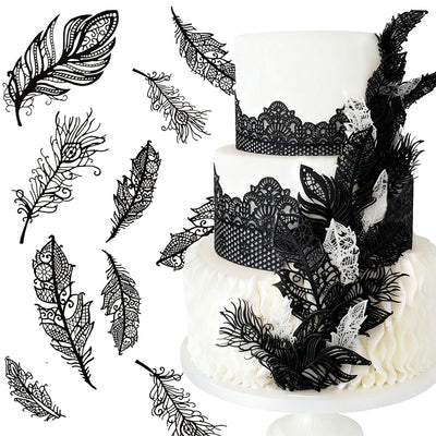 Feather Edible Cake Lace Topper Decoration