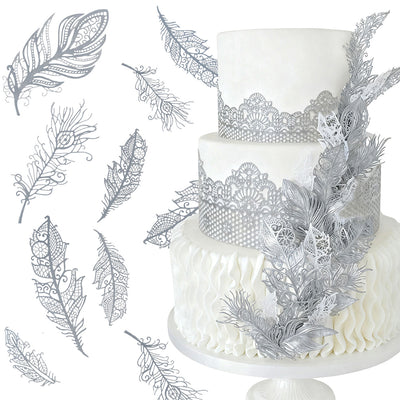 Feather Edible Cake Lace Topper Decoration