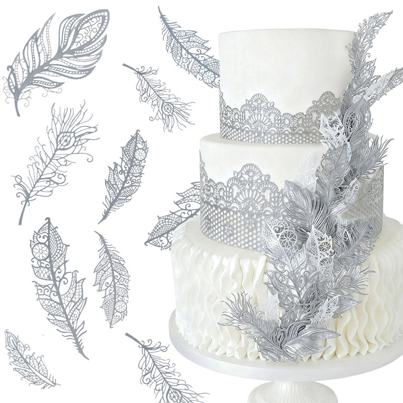 Feather Edible Cake Lace Topper Decoration