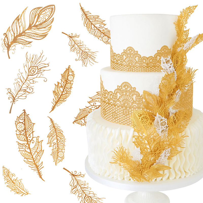 Feather Edible Cake Lace Topper Decoration