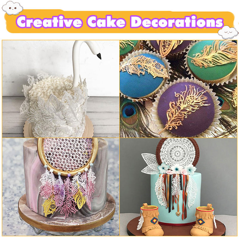 Feather Edible Cake Lace Topper Decoration