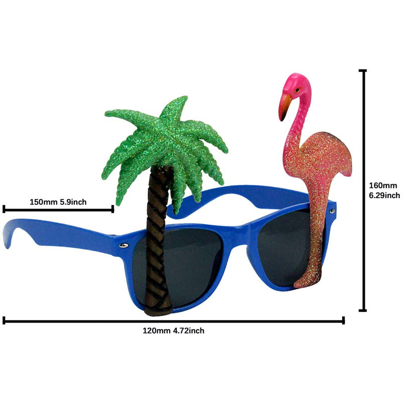 Coconut Tree and Flamingo Blue Party Costume Sunglasses