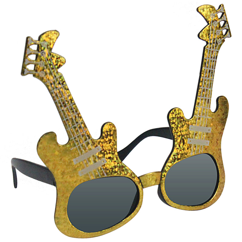 Gold Eletronic Guitar Party Costume Sunglasses