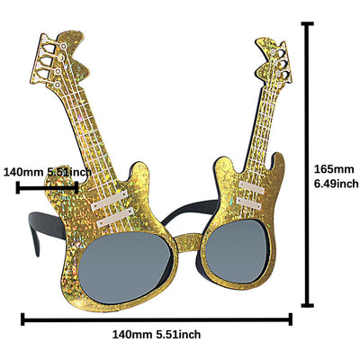 Gold Eletronic Guitar Party Costume Sunglasses