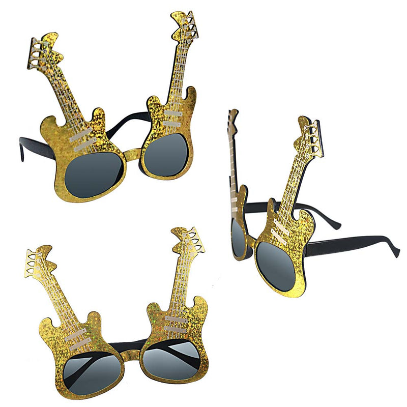 Gold Eletronic Guitar Party Costume Sunglasses