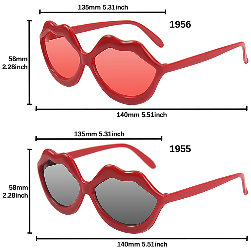 Red Lips Party Costume Sunglasses Gray Lenses