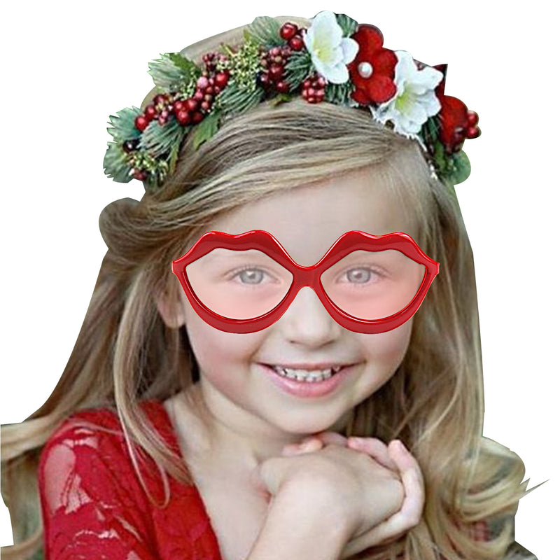 Red Lips Party Costume Sunglasses Gray Lenses