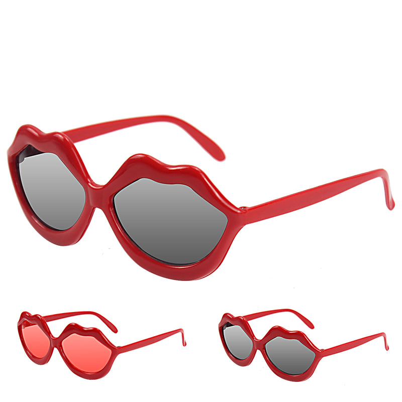 Red Lips Party Costume Sunglasses Gray Lenses