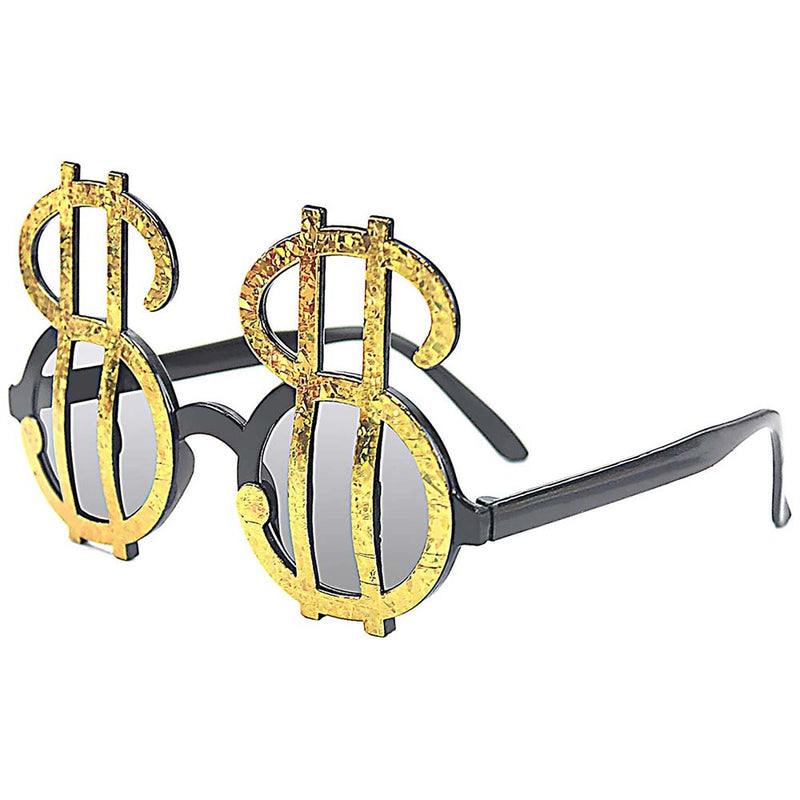 Gold Dollar Sign Party Costume Sunglasses