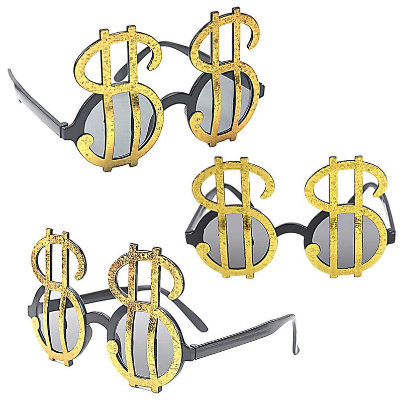 Gold Dollar Sign Party Costume Sunglasses