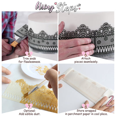 Large Edible Cake Lace Lattice with Small Daisy Purple 14-Inch