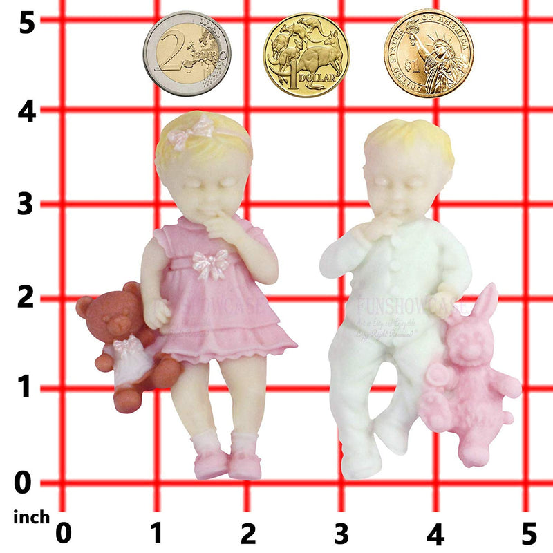 Baby Holding Toy Silicone Molds Boy and Girl 2-count
