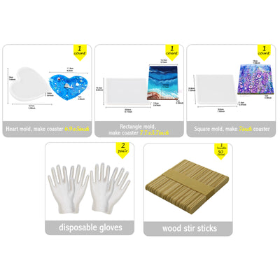 Resin Coaster Silicone Molds Set 65 Kits Large