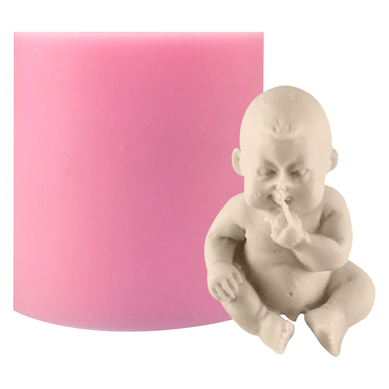 Sitting Baby Biting Finger Fondant Silicone Mold