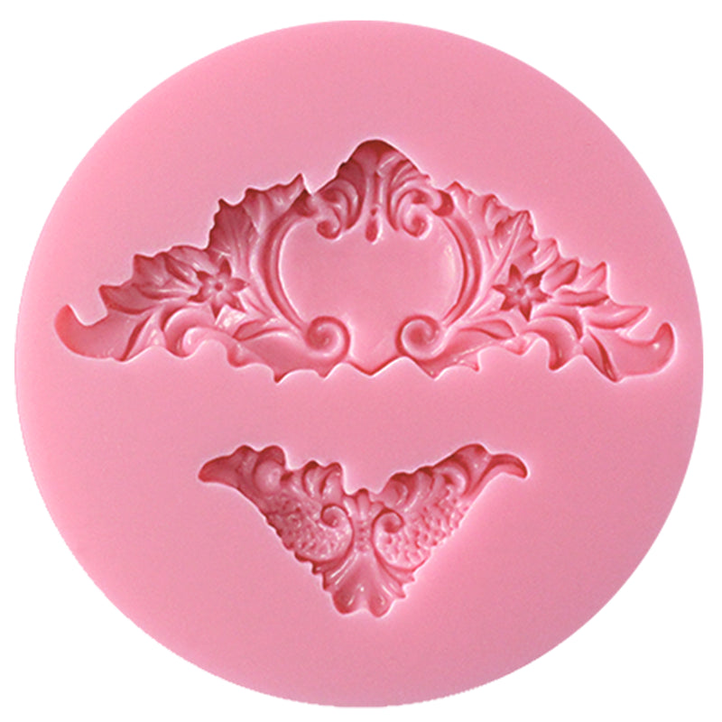 Curlicue Floral Lace Fondant Silicone Mold 2-cavity