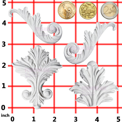 Vintage Curlicue Lace and Scroll Fondant Silicone Mold 4-cavity