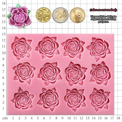 Rose with Leaf Silicone Mold 12-Cavity