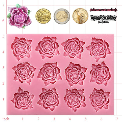 Rose with Leaf Silicone Mold 12-Cavity