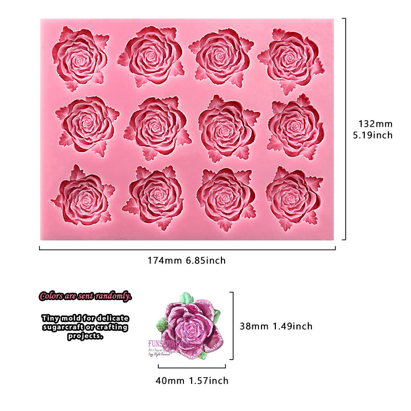 Rose with Leaf Silicone Mold 12-Cavity