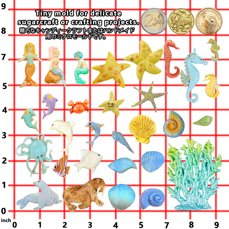 Sea Life Fondant Silicone Molds Mini Sea Creatures 7 Count