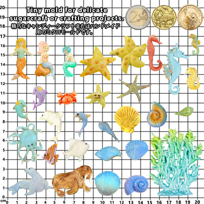 Sea Life Fondant Silicone Molds Mini Sea Creatures 7 Count