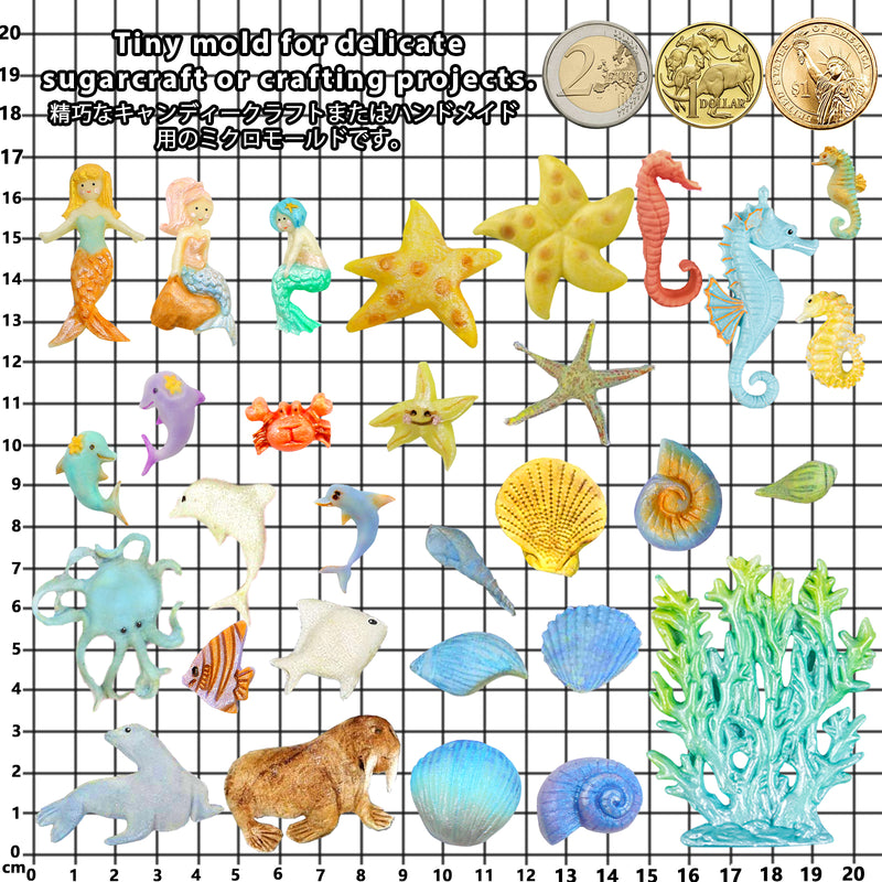 Sea Life Fondant Silicone Molds Mini Sea Creatures 7 Count