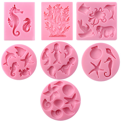 Sea Life Fondant Silicone Molds Mini Sea Creatures 7 Count