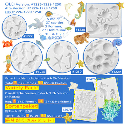 Sea Life Fondant Silicone Molds Mini Sea Creatures 7 Count