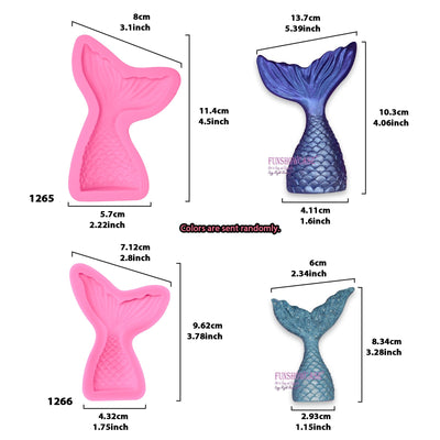 Sea Life Fondant Silicone Molds Mermaid Tail and Fin 4 Count