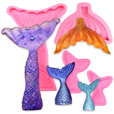 Sea Life Fondant Silicone Molds Mermaid Tail and Fin 4 Count