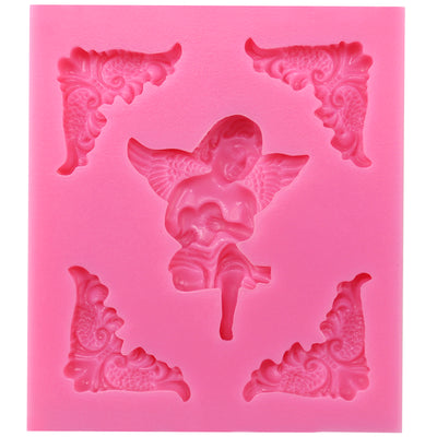 Angelic Hold Heart with Frame Corner Silicone Mold