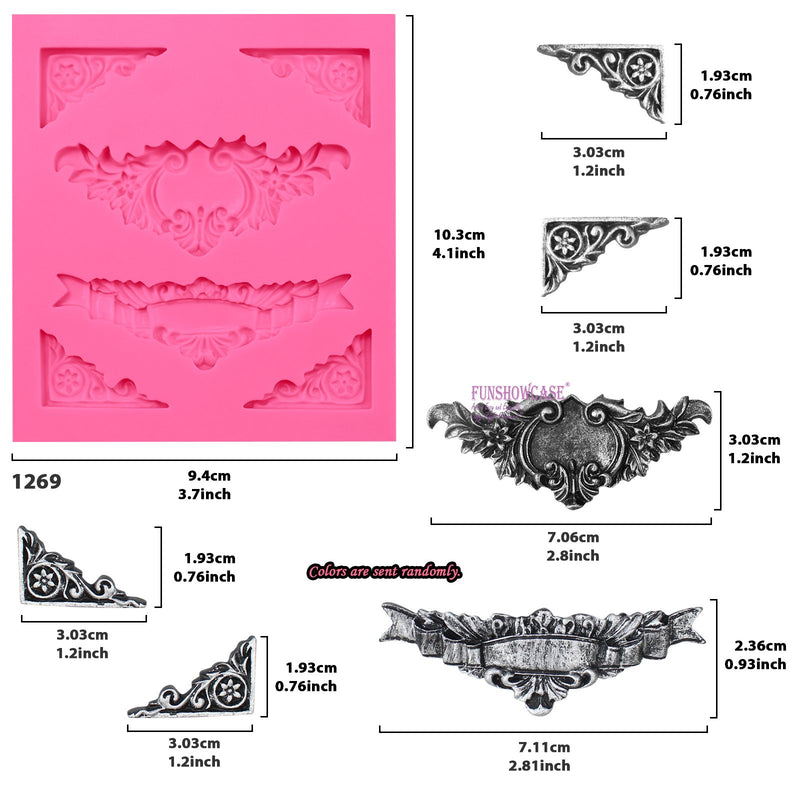 Vintage Scroll and Artworks Silicone Molds include Cherub, Tags, Cameo, Corner Lace, 4-Count