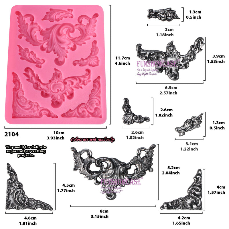 Vintage Scroll and Artworks Silicone Molds include Cherub, Tags, Cameo, Corner Lace, 4-Count