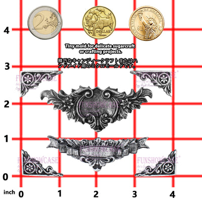 Baroque Style Curlicues Scroll Lace Fondant Silicone Mold 6-cavity