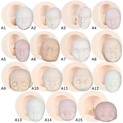 3D Human Face Silicone Molds A1-A15 15-Pieces Set