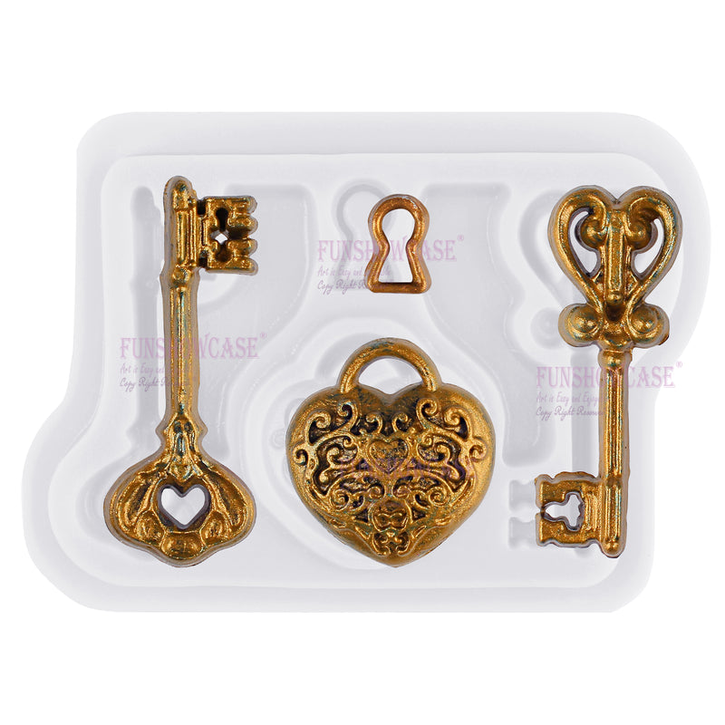 Love Lock with Key Fondant Silicone Mold