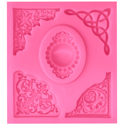 Cameo with Curlicues Scroll Fondant Silicone Mold