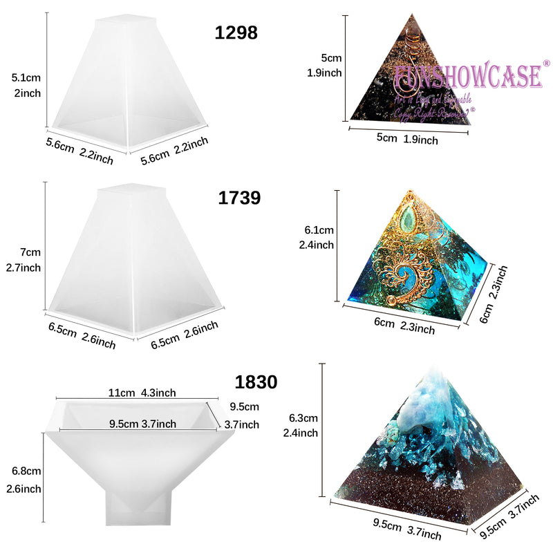 Assorted Pyramid and Cone Prism Silicone Resin Epoxy Molds 5-count