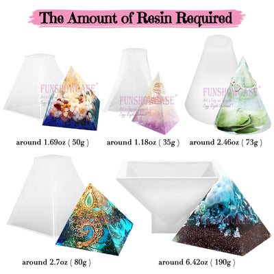 Assorted Pyramid and Cone Prism Silicone Resin Epoxy Molds 5-count