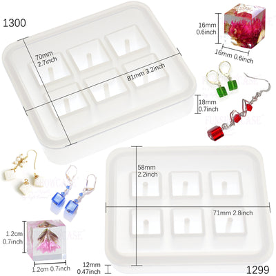 Cube Beads Resin Silicone Molds Set with Hole 12mm, 16mm