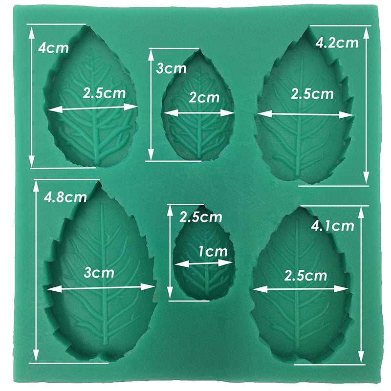 Assorted Rose Leaf Fondant Silicone Mold