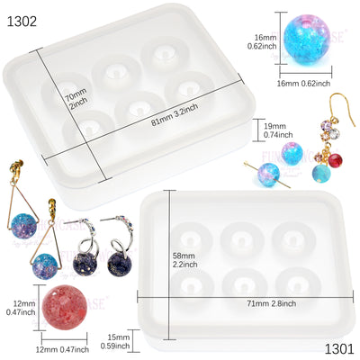 Sphere Beads Resin Silicone Molds Set with Hole 12mm, 16mm