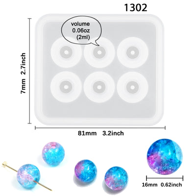 Sphere Ball Resin Epoxy Mold with Hole 16 mm