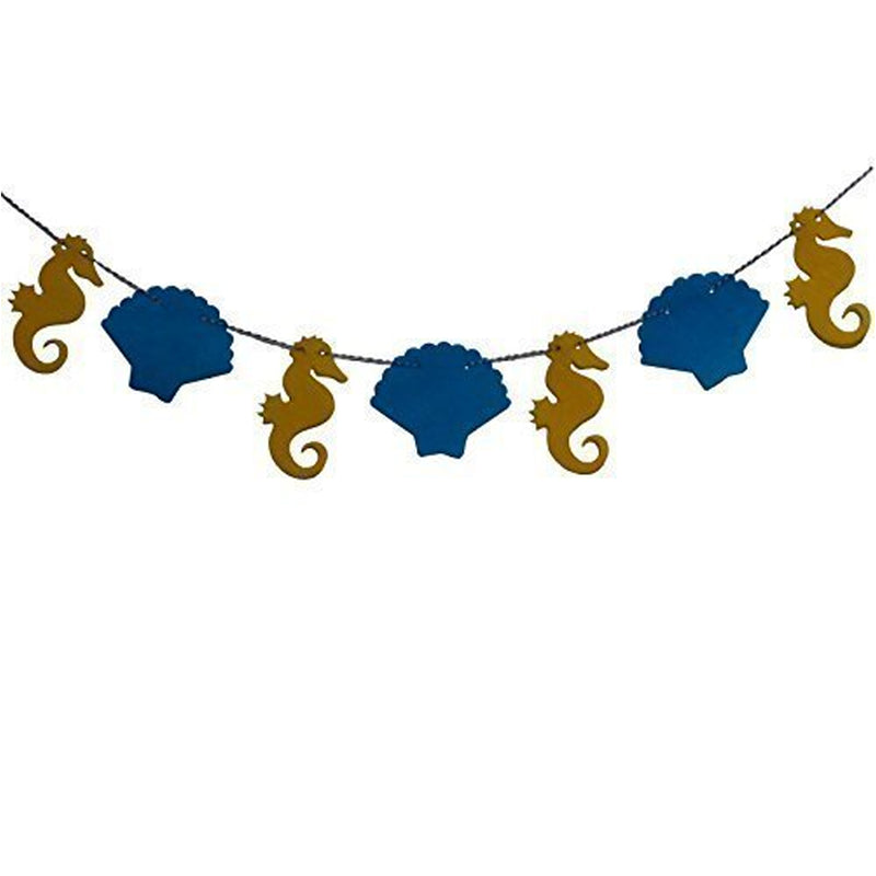 Nautical Sea Shell Seahorse Fabric Banner