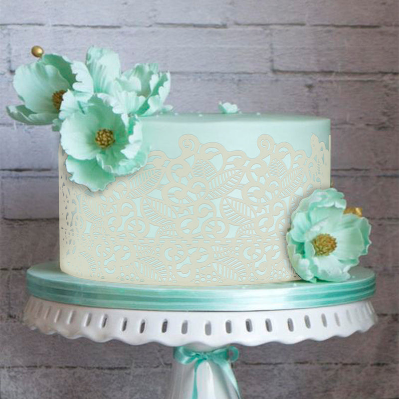 Edible Cake Lace Leaf Scroll Ivory White Total 11.8 feet