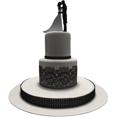 Edible Cake Lace Rose Scallop Black Total 11.8 feet
